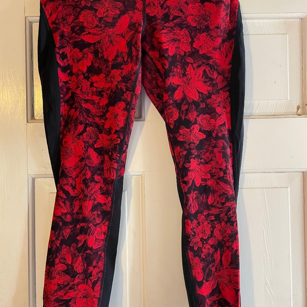 Black and Red Floral Special Edition Lululemon Leggings